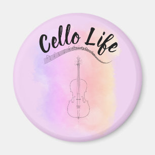 Pastel Lila Watercolor Cello Life Instrument Magnet