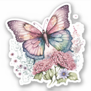 Pastel Lila Whimsical Butterfly Sticker Klistermärken