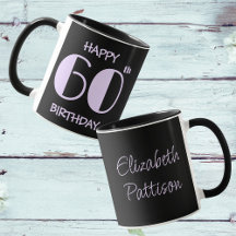 Pastel Lilac 60:e födelsedagen Namn Black