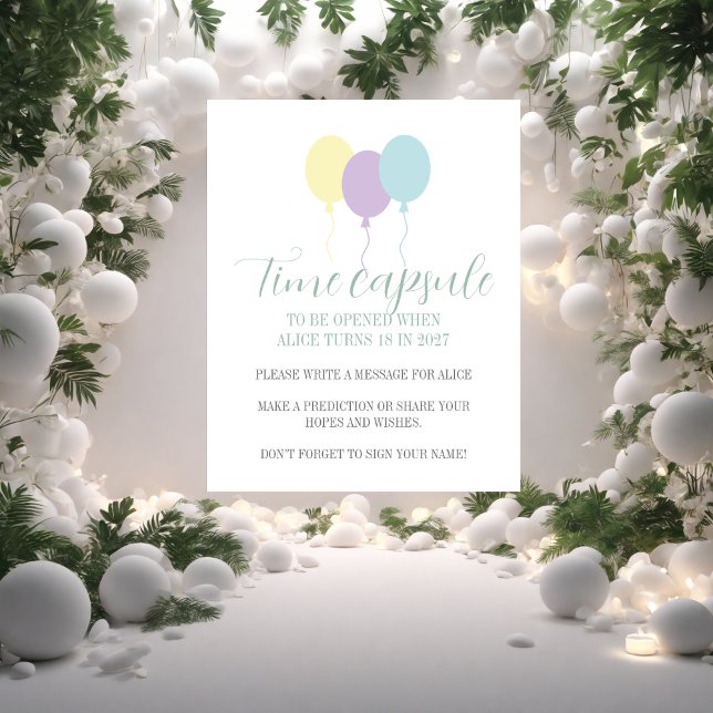 Pastel lilac ballonger 1:a födelsedag Kapsel Poster (Skapare uppladdad)