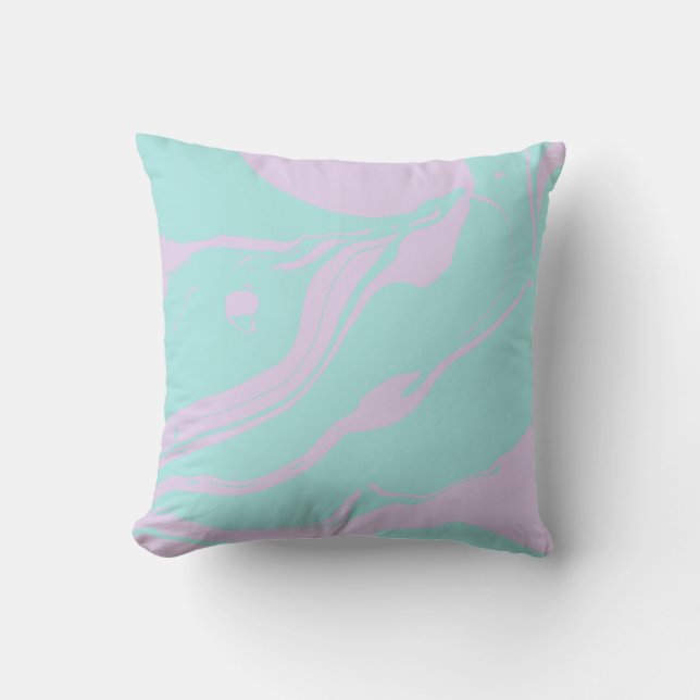 Pastel Lilac Blue Abstrakt Tie Dye Marble Mönster Kudde (Framsida)