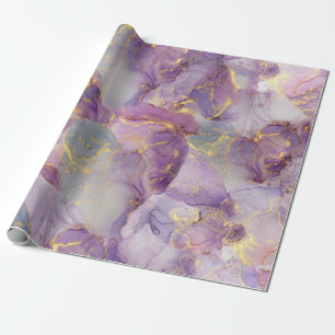 Pastel Lilac, Blue och Guld Glitter Marble Mönster Presentpapper