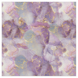 Pastel Lilac, Blue och Guld Glitter Marble Mönster Tyg