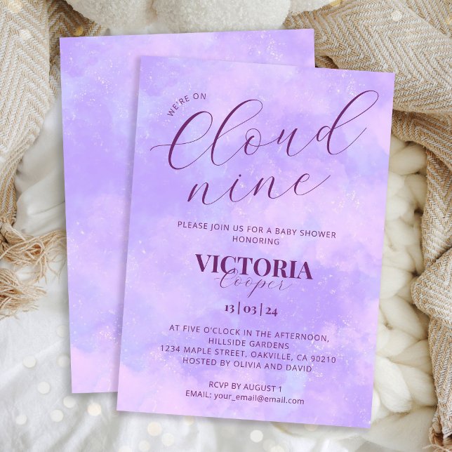 Pastel Lilac Cloud Nine Baby Shower Inbjudningar (Skapare uppladdad)