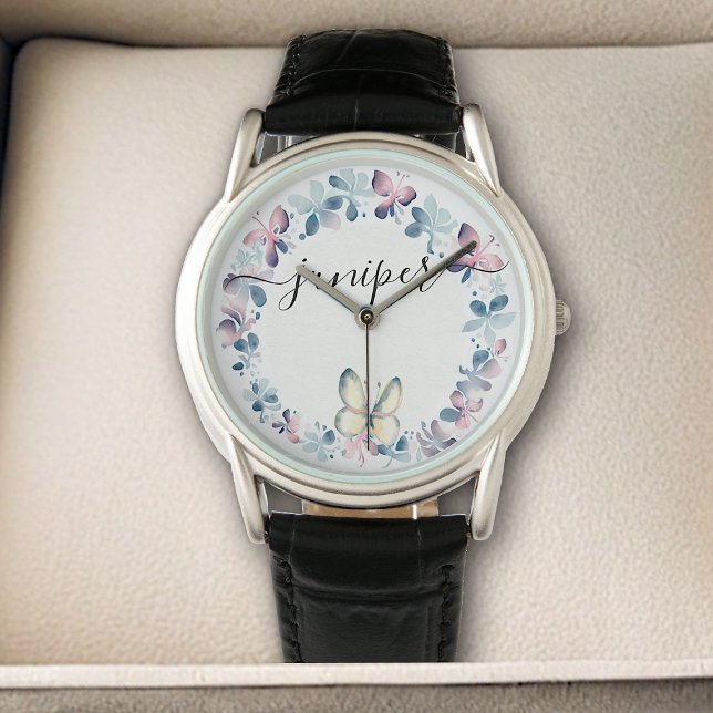 Pastel Lilac Flotter Flower Wand Butterfly Armbandsur (Skapare uppladdad)