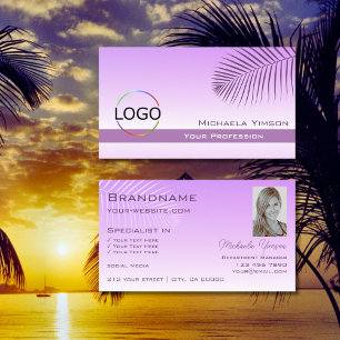 Pastel Lilac Gradient Handflatan Löv Logotyp och P Visitkort