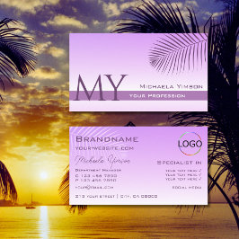 Pastel Lilac Gradient Handflatan Löv Monogram och  Visitkort