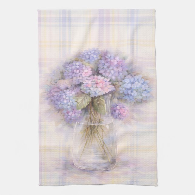Pastel Lilac Hydrangea Kitchen Tea Towel Kökshandduk (Vertikal)