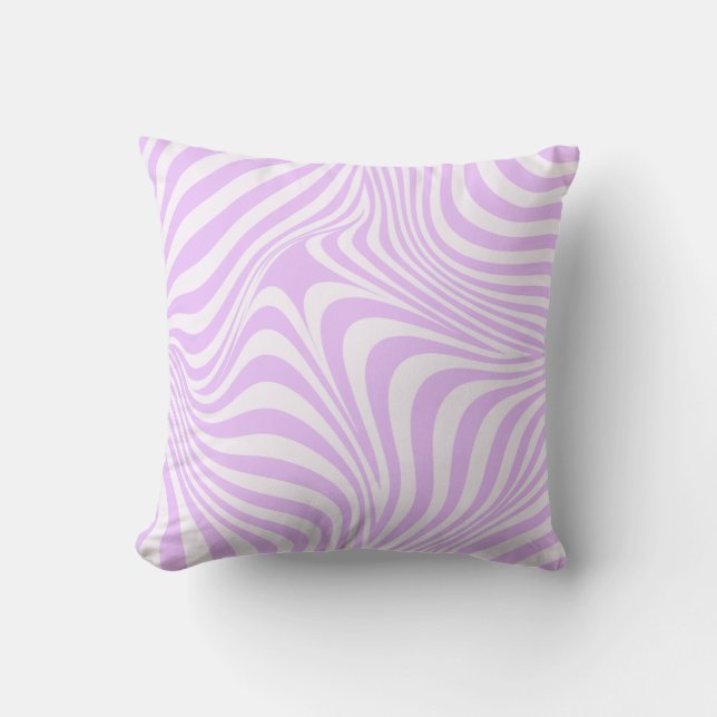 Pastel Lilac Lila Vågigt Groovy Linjer Mönster Kudde (Framsida)