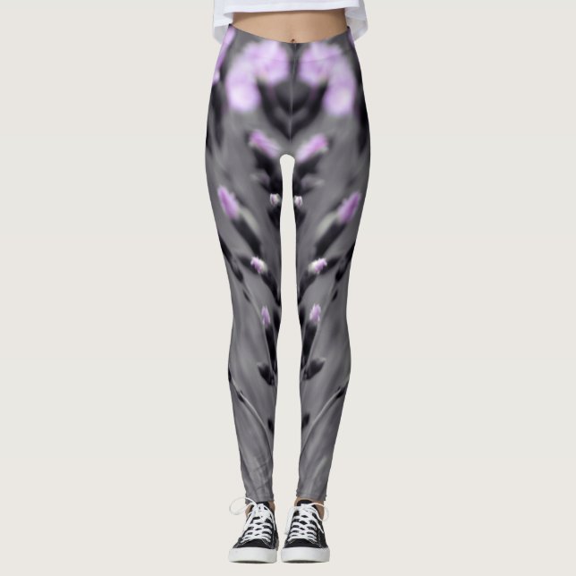 Pastel Lilac Wildblommor Leggings (Framsida)