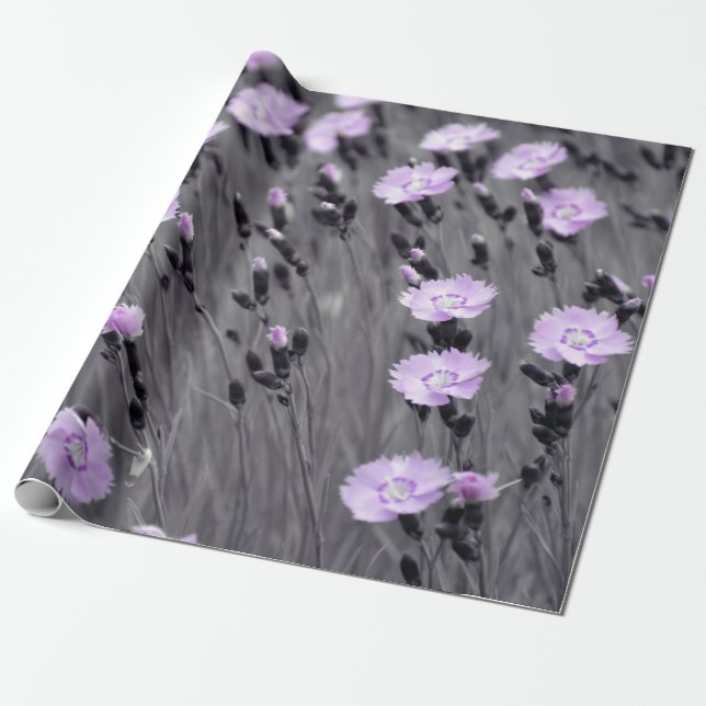 Pastel Lilac Wildblommor Presentpapper (Utrullad)