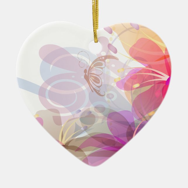 Pastel Lilies Bröllop Julgransprydnad Keramik (Framsidan)