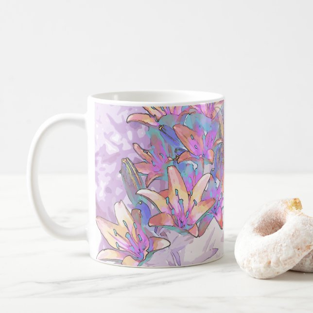 Pastel Lily Kärlek Kaffemugg (Med munk)