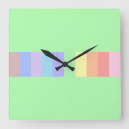 Pastel Lime Green Fyrkantig Klocka