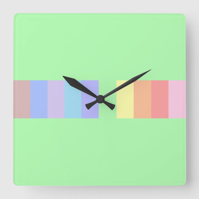 Pastel Lime Green Fyrkantig Klocka (Framsida)