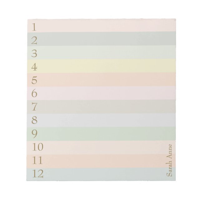 Pastel Linjer med stora Guld-siffror Anteckningsblock (Framsida)