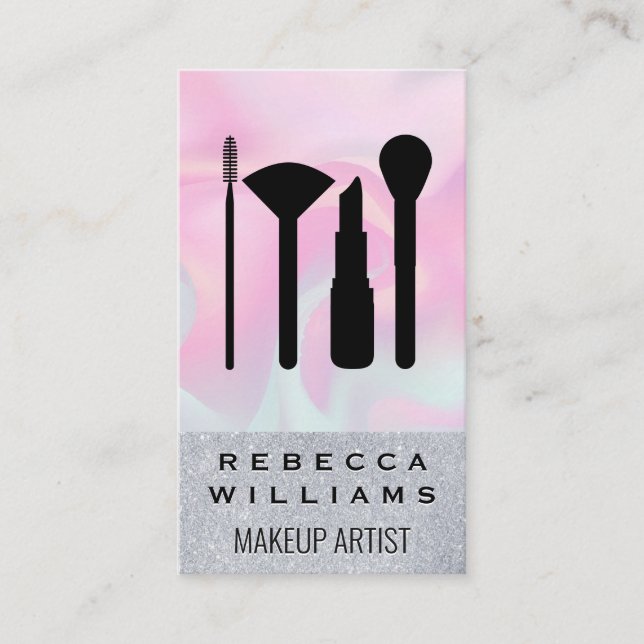 Pastel Liquid Background | Glitter Makeup-uppsättn Visitkort (Framsida)