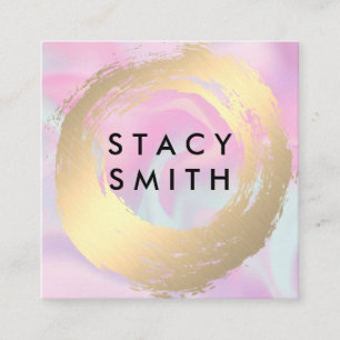 Pastel Liquid Background Guld Brushed Fyrkantigt Visitkort