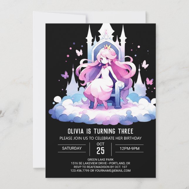 Pastel Little Princess Birthday Inbjudningar (Framsida)
