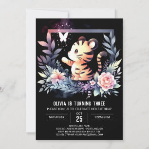 Pastel Little Tiger Birthday Inbjudningar