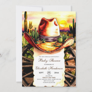 Pastel Little Western Cowboy Baby Shower Inbjudningar