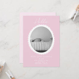 Pastel Ljus rosa Baby Birance Card Kort