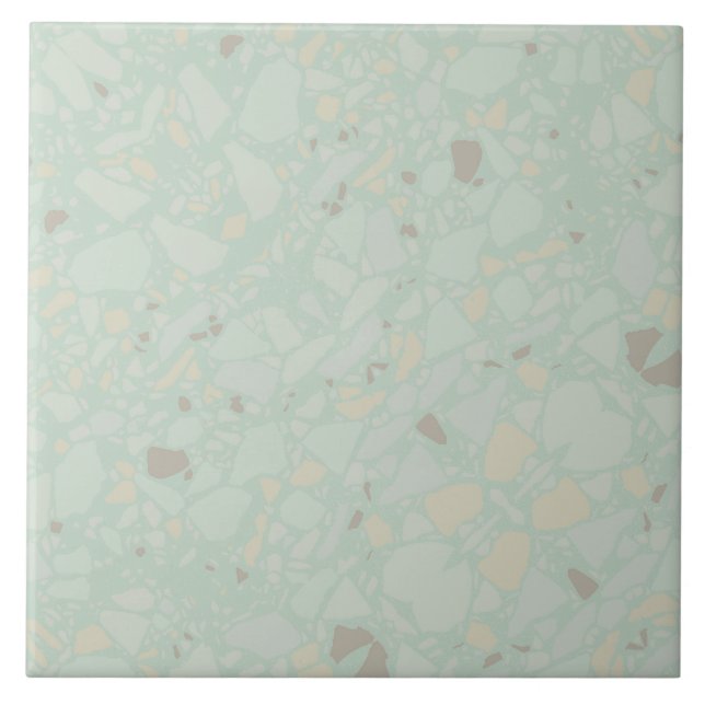 Pastel ljust grönt modern enkel terrazzo-effekt kakelplatta (Framsidan)