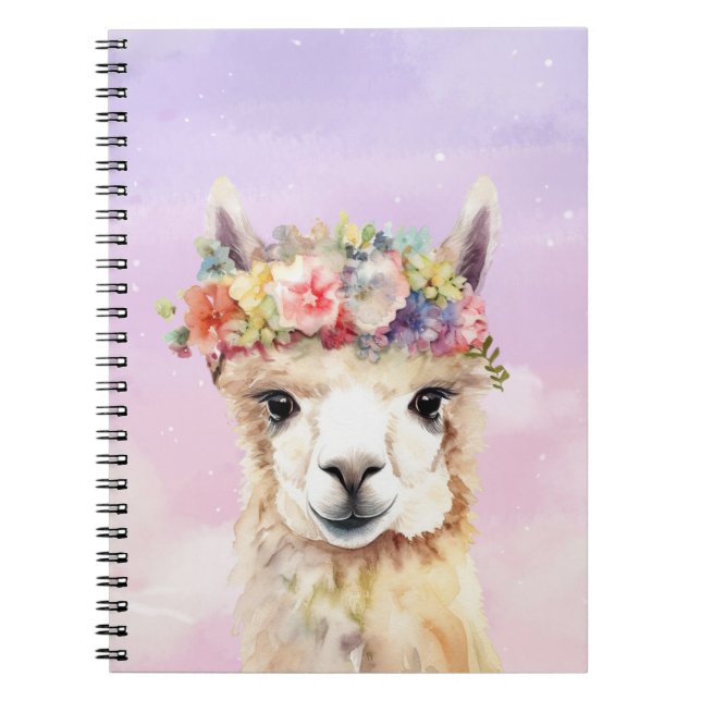 Pastel Llama Notebook Anteckningsbok (Framsidan)