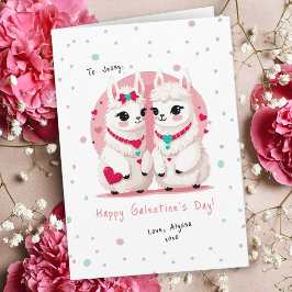 Pastel Llama Pun BFF Galentine's Day Card Kort