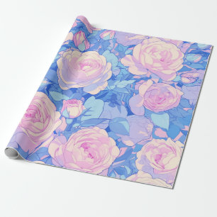 Pastel Lofi Blommigt Wrapping Papper för flickans Presentpapper