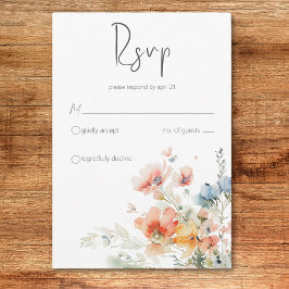 Pastel Loose Wildblommor Modern Bröllop OSA Card Kort