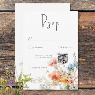 Pastel Loose Wildblommor Modern QR-kod OSA Kort