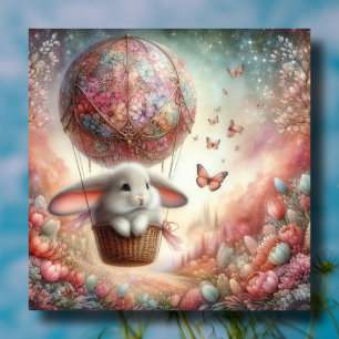 Pastel Lop Ear Bunny Påskägg Luftballong Julkort