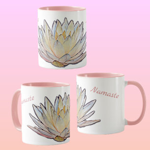 Pastel Lotus Blommar Waterlily Botanical Blommigt Mugg
