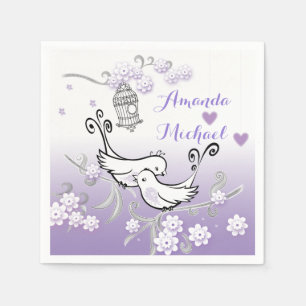 Pastel love birds bröllop anpassningsbar Service Pappersservett