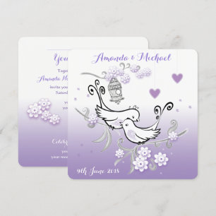 Pastel love birds personligs bröllopsinbjudan inbjudningar