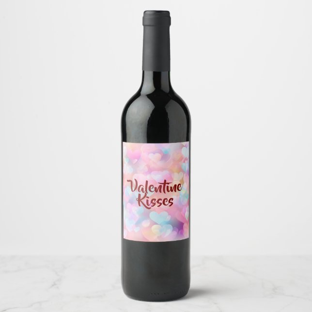 Pastel Love & Romance Valentine Wine Label Vinflaska Etikett (Framsida)