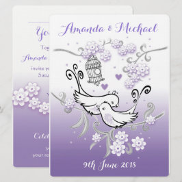 Pastel Lovebird anpassningsbar stor bröllopsinbjud Inbjudningar