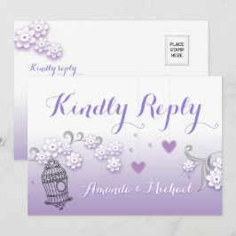 Pastel lovebird bröllop anpassningsbar Kinly Reply Inbjudningar