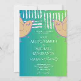 Pastel Lovebirds Engagement Party Inbjudningar