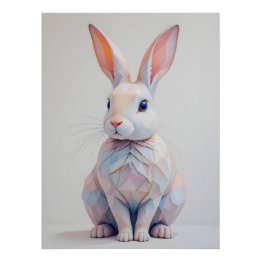 Pastel Low Poly Bunny Perfect Poster