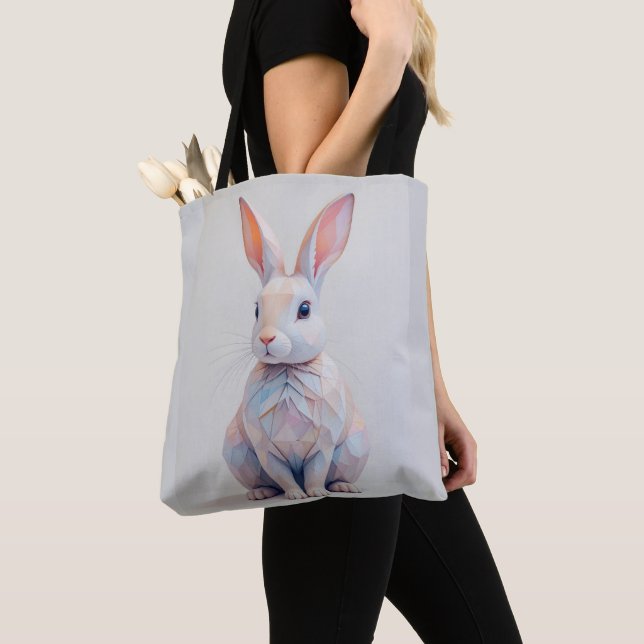 Pastel Low Poly Bunny Tygkasse (Närbild)