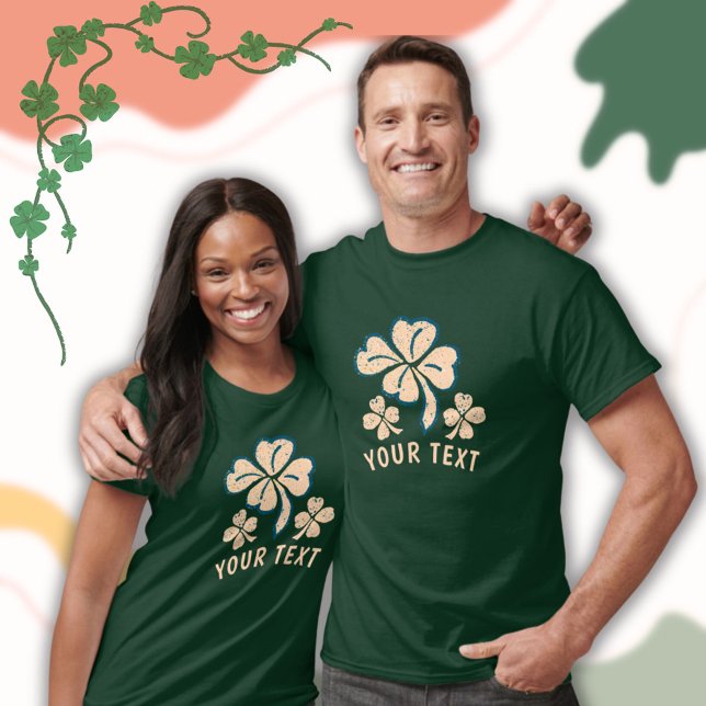 Pastel Lucky Shamrock Klöver Text St Patrick's Day T Shirt (Skapare uppladdad)