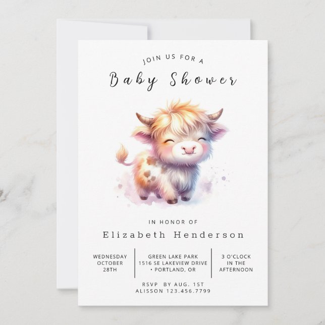 Pastel Lycklig Cow Baby Shower Inbjudningar (Framsida)