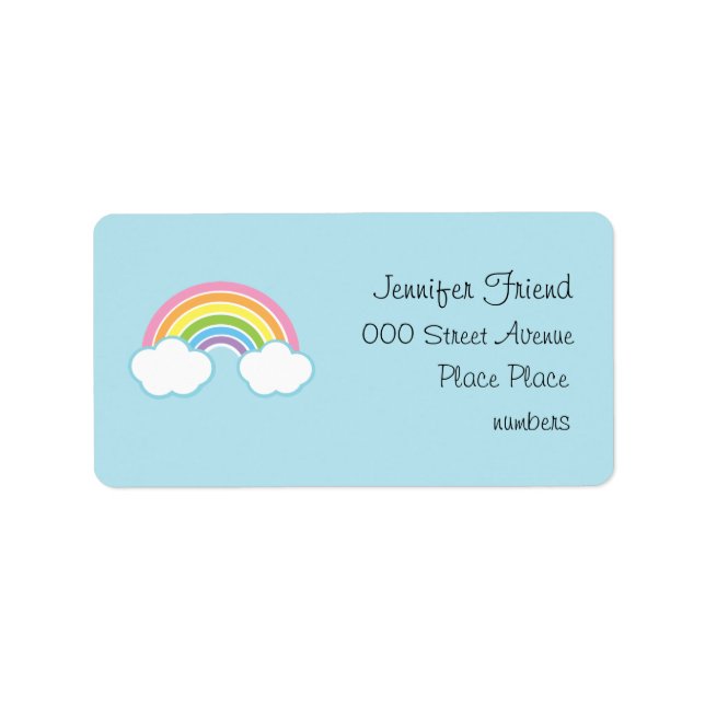 Pastel Lycklig Little Rainbow Adressetikett (Framsidan)