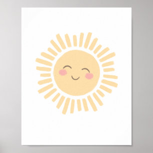 Pastel Lycklig Sol Nursery Decor Poster