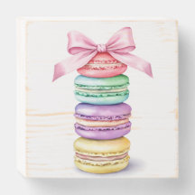 Pastel Macaron Stack with Pink Bow Watercolor Art 