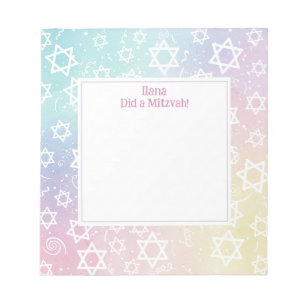 Pastel Magen Star of David Personlig Mitzvah Anteckningsblock