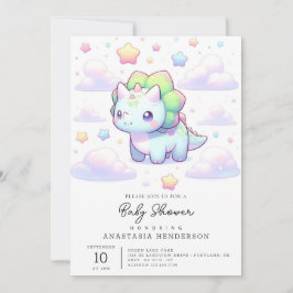 Pastel Magic Dinosaur Baby Shower Inbjudningar
