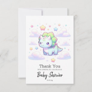 Pastel Magic Dinosaur Baby Shower Tack Kort